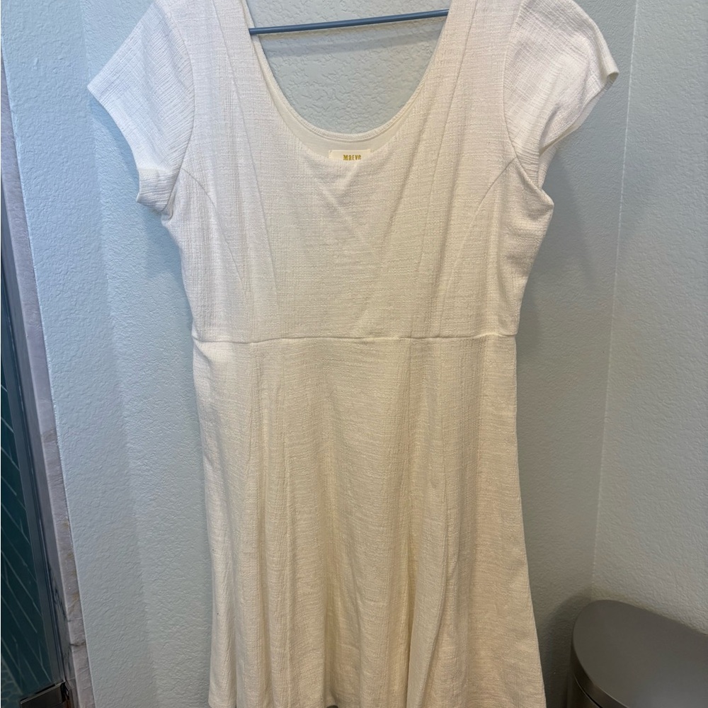 Anthropologie Cream Scoop Neck A-Line Dress
